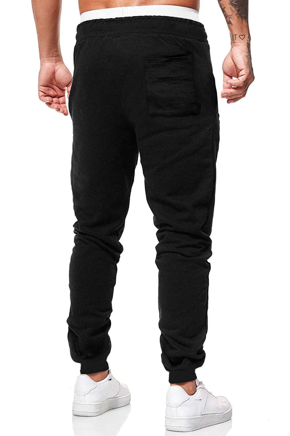 Black Letter Claw Print Drawstring Waist Men's Sweatpants