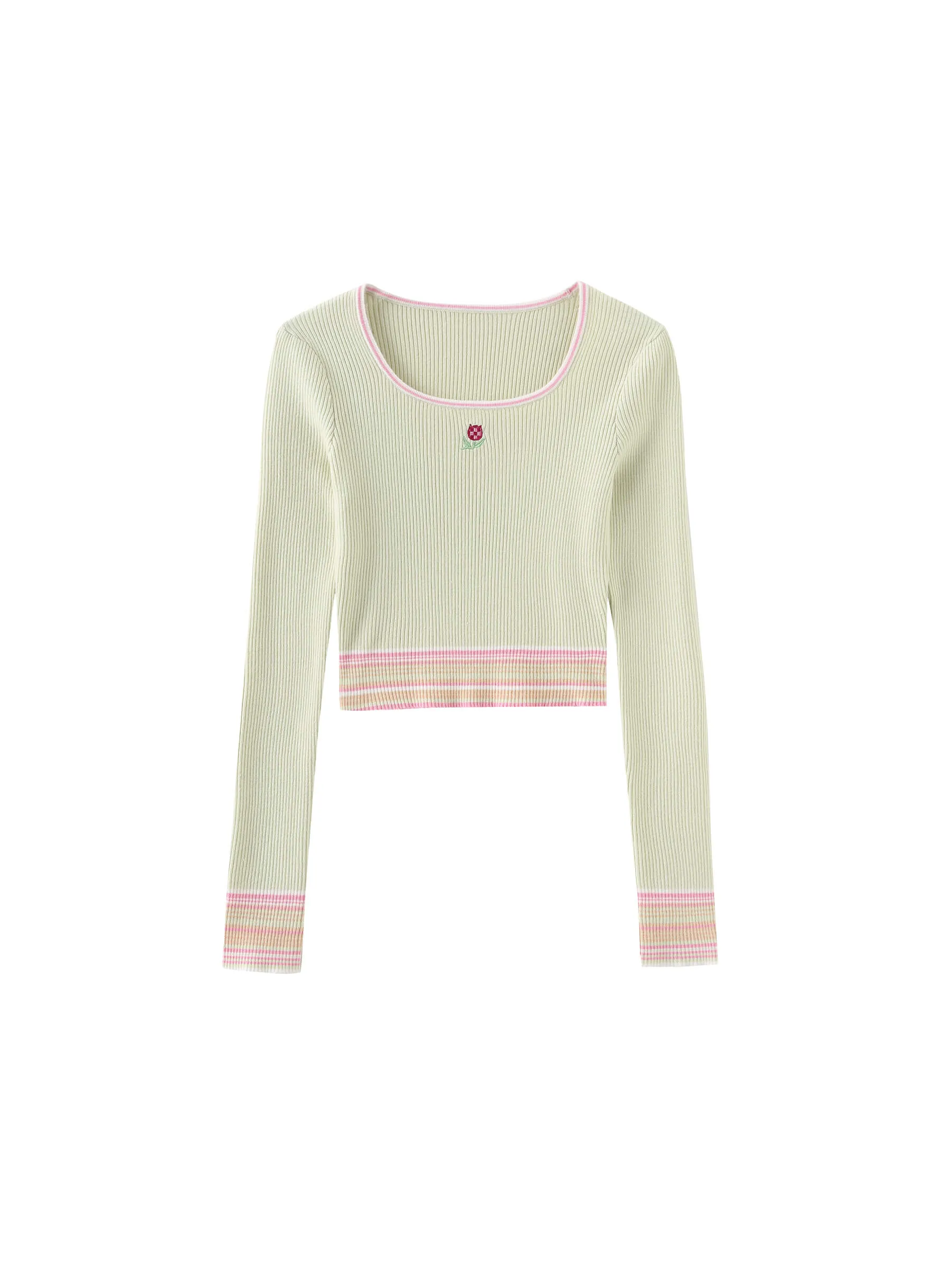Boat Neck Long Sleeve Knit Top