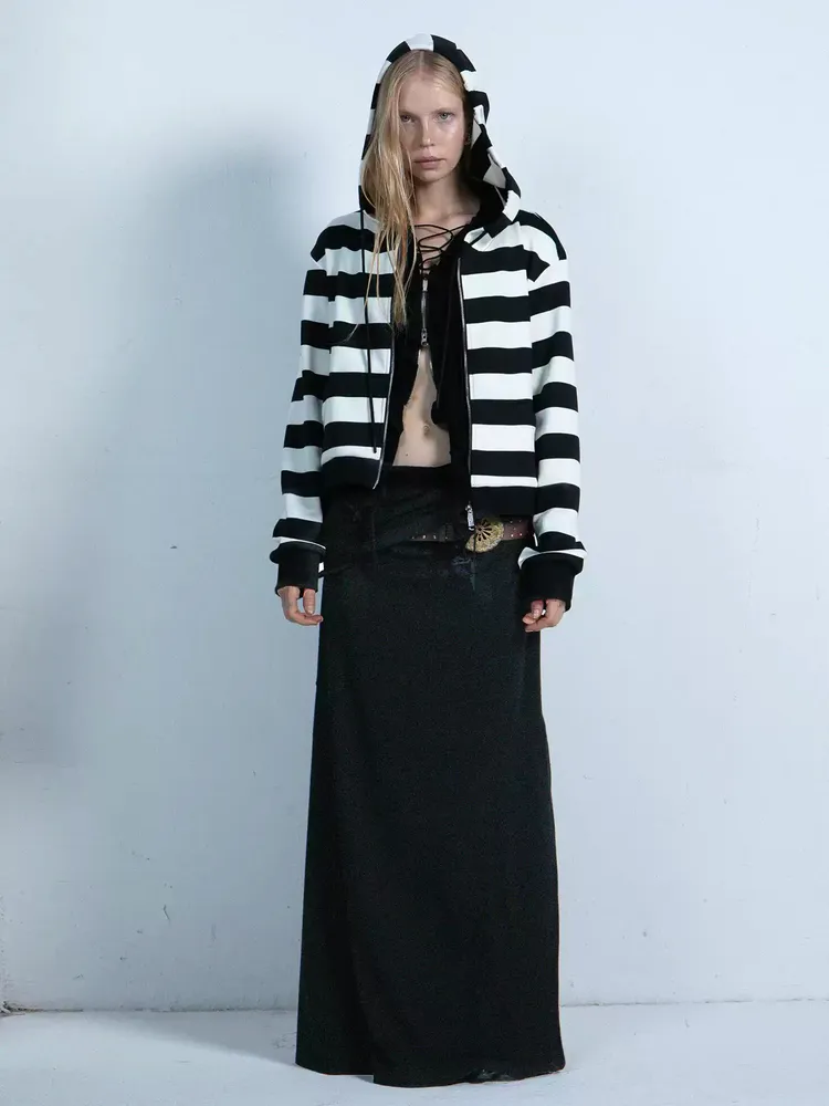 Border Hoodie Casual Punk Parka
