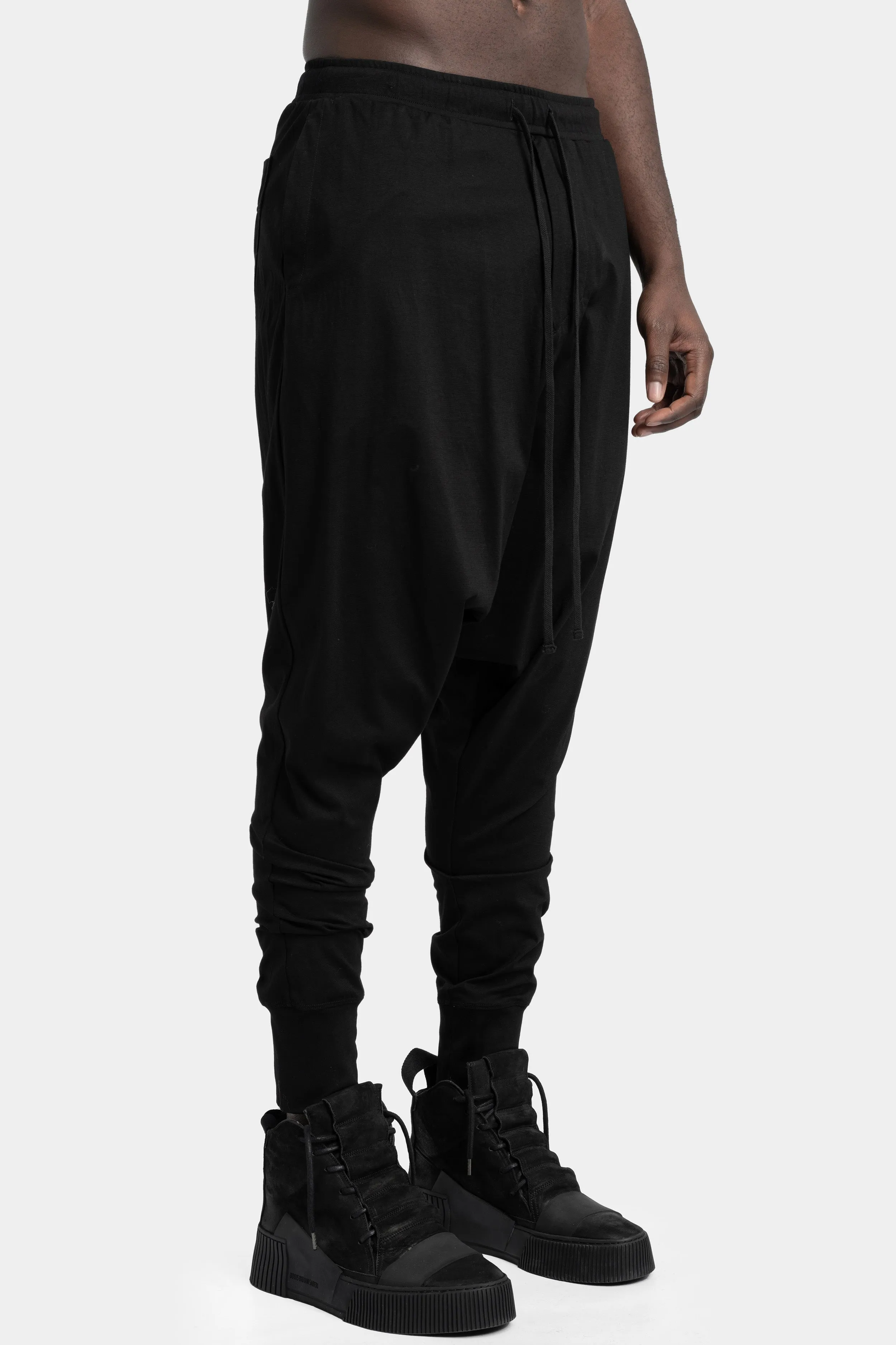Drawstrings cotton joggers, Black
