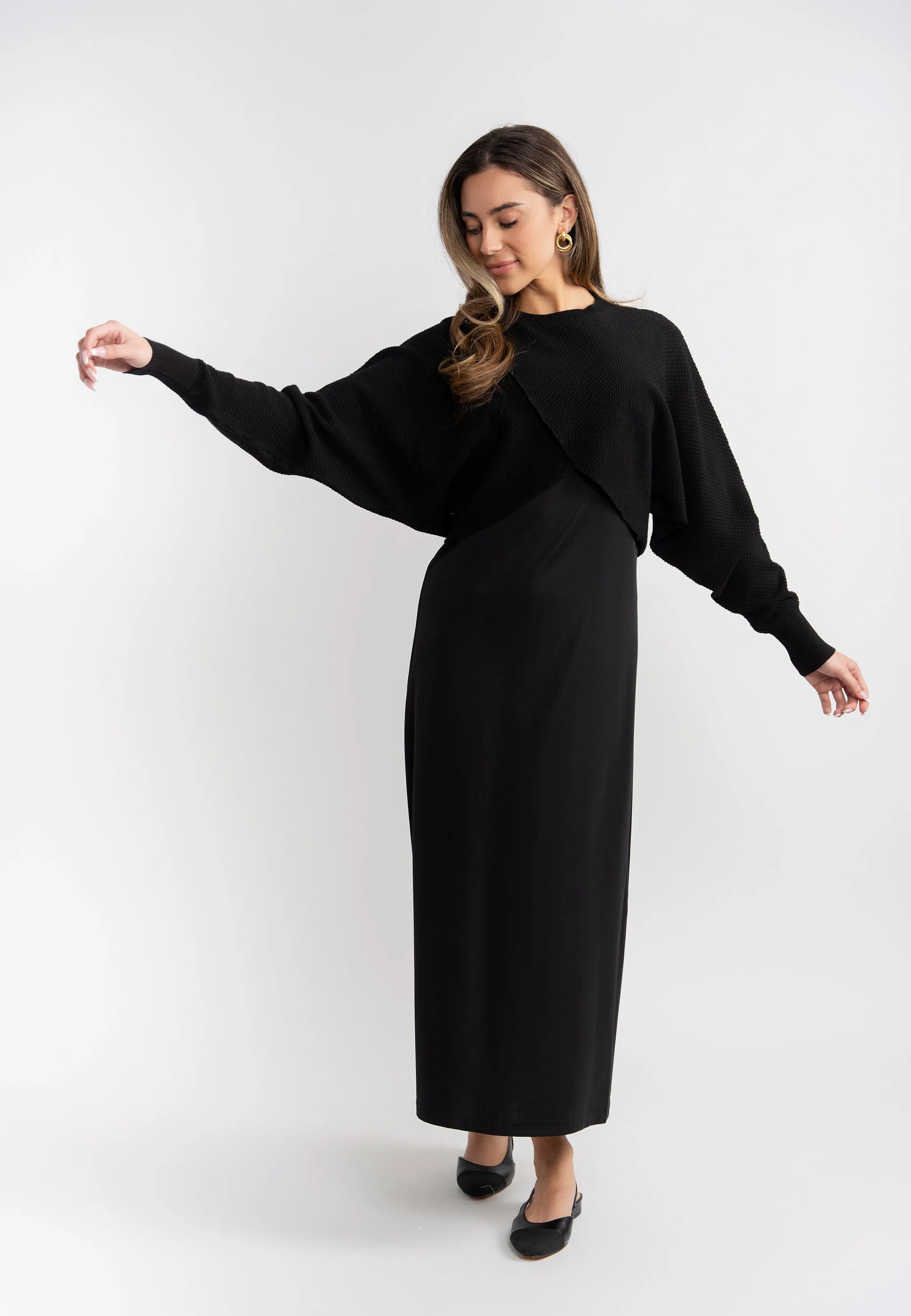 dress textured jumper - black