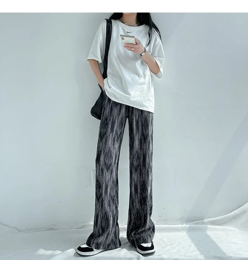 Dye Wide Leg Pants Women Summer Thin Loose Straight All-Matching Slim Look High Waist Drape Casual Floor Length Pants