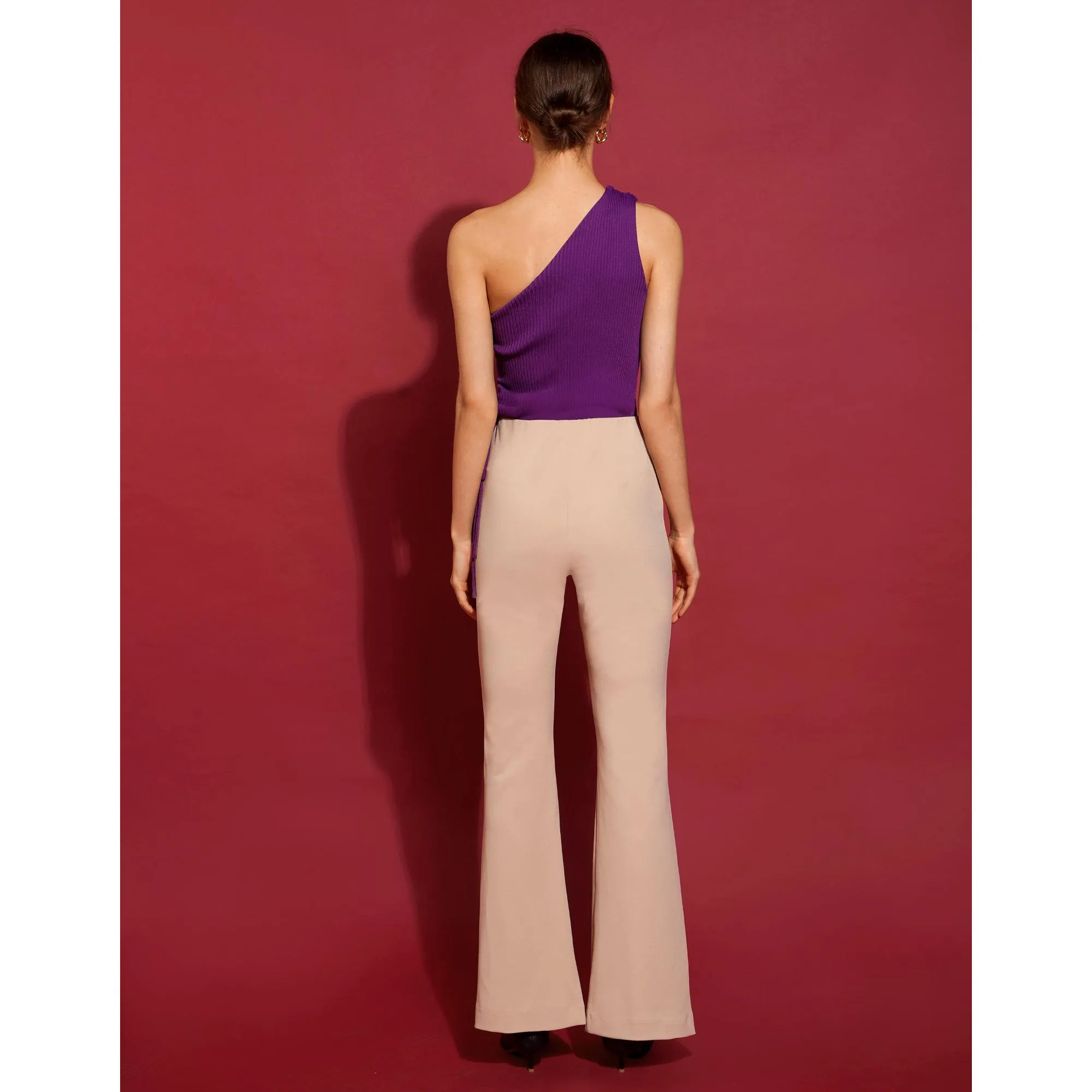 High Waist Flared Pants - Cream
