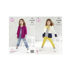 King Cole Kids Cardigan DK Knitting Pattern 5475