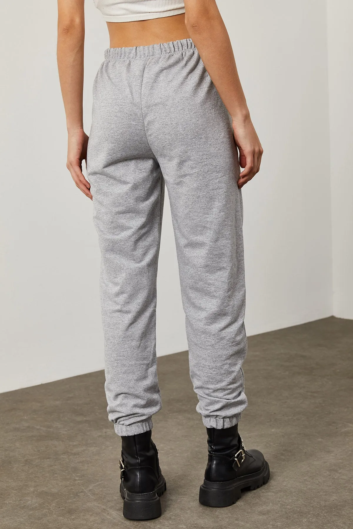 Lace-Waist Grey Sweatpants