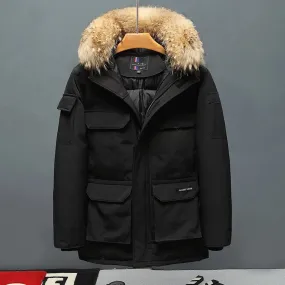 Pakvorh - Parka Winterjas Heren – Winddicht met Verstelbare Capuchon en Bontkraag