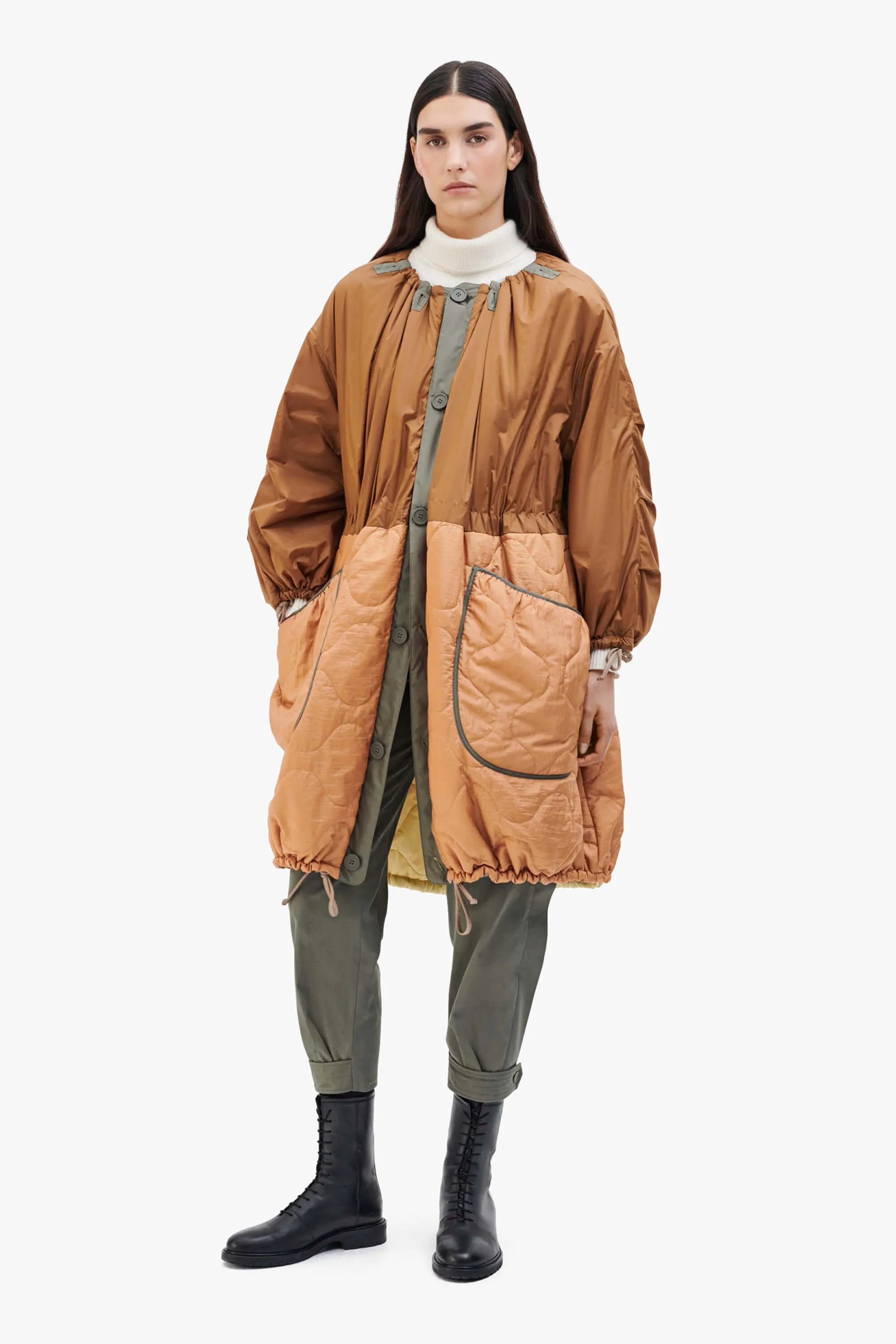 Patchwork Parachute Parka - Oak / Caramel