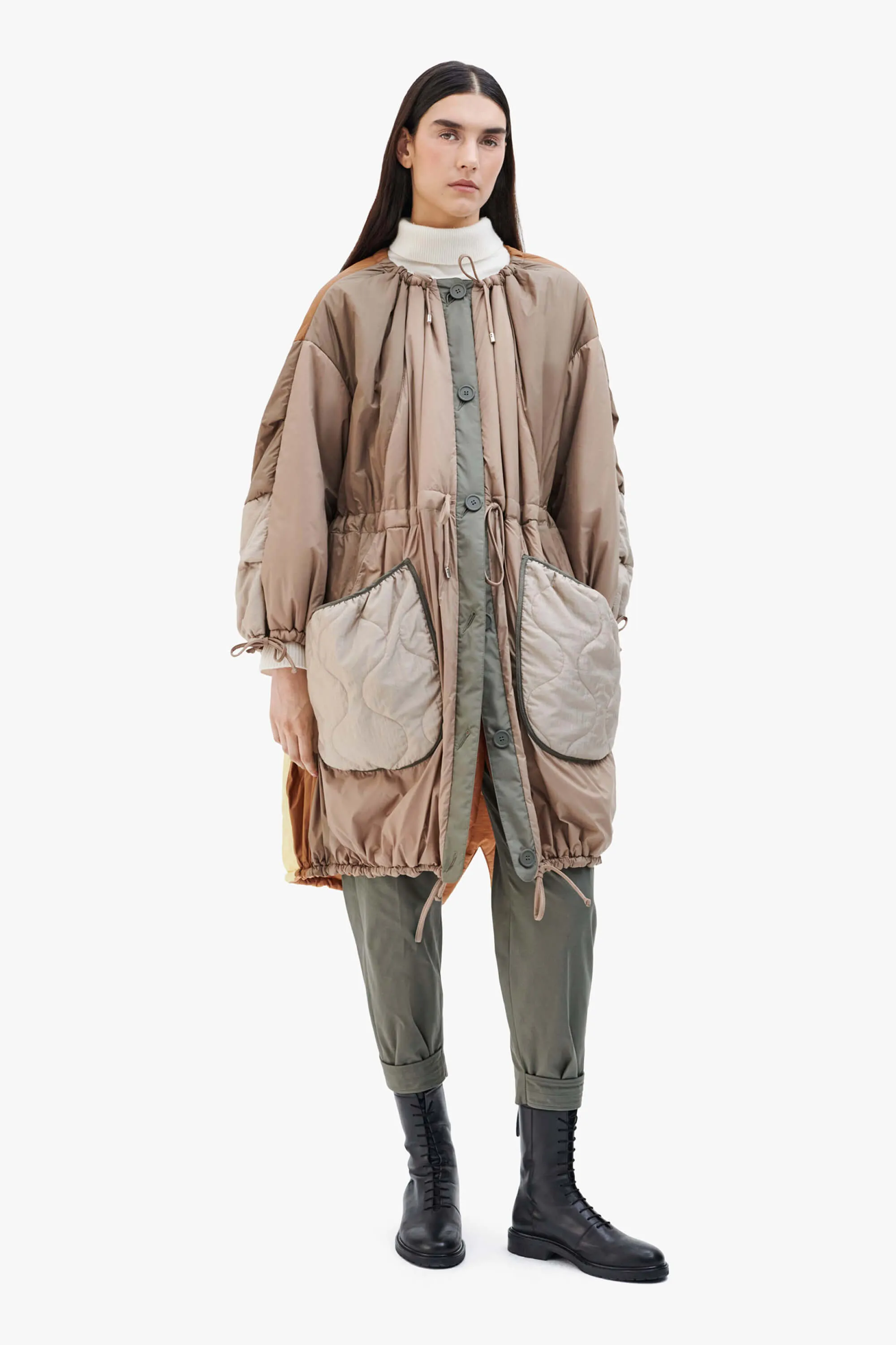 Patchwork Parachute Parka - Oak / Caramel