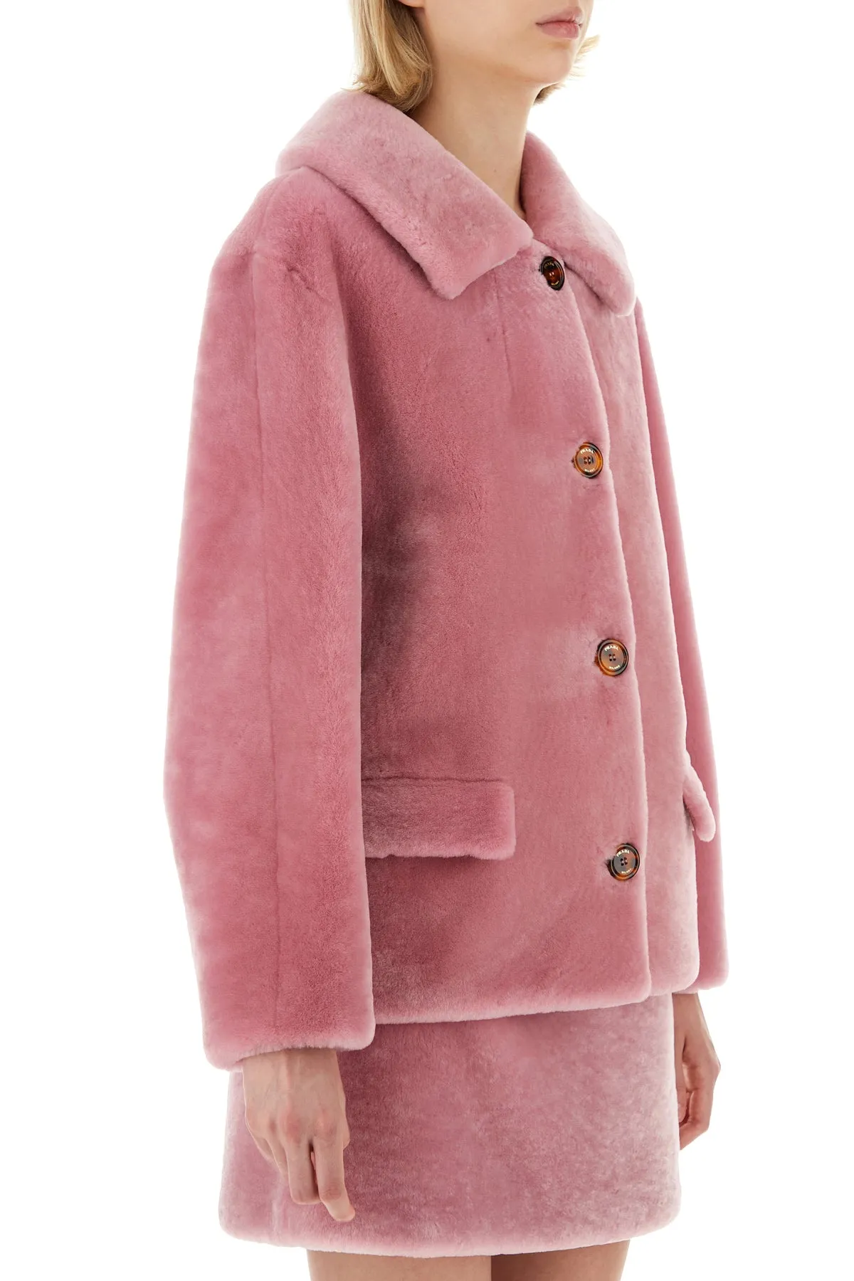 Pink fur coat