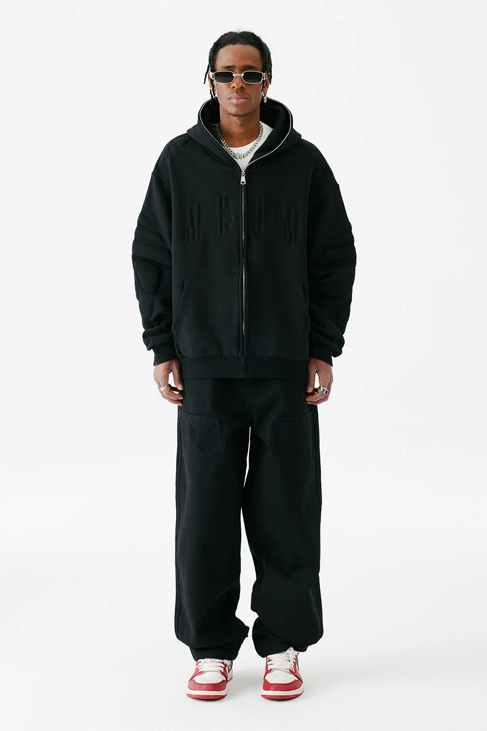 Sponge Filling Embroidered Zip Hoodie