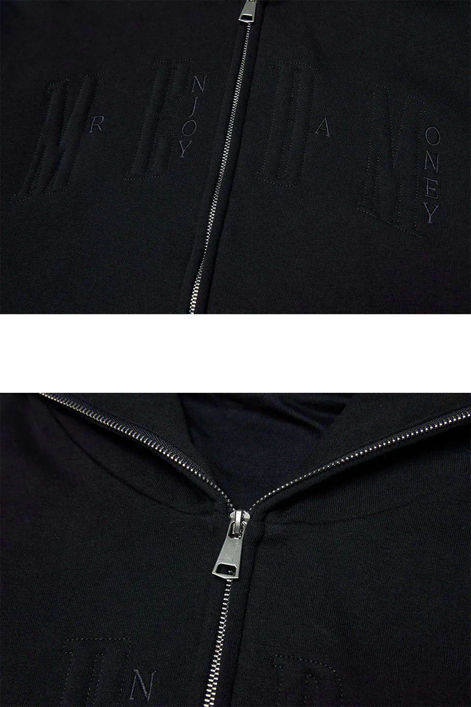 Sponge Filling Embroidered Zip Hoodie