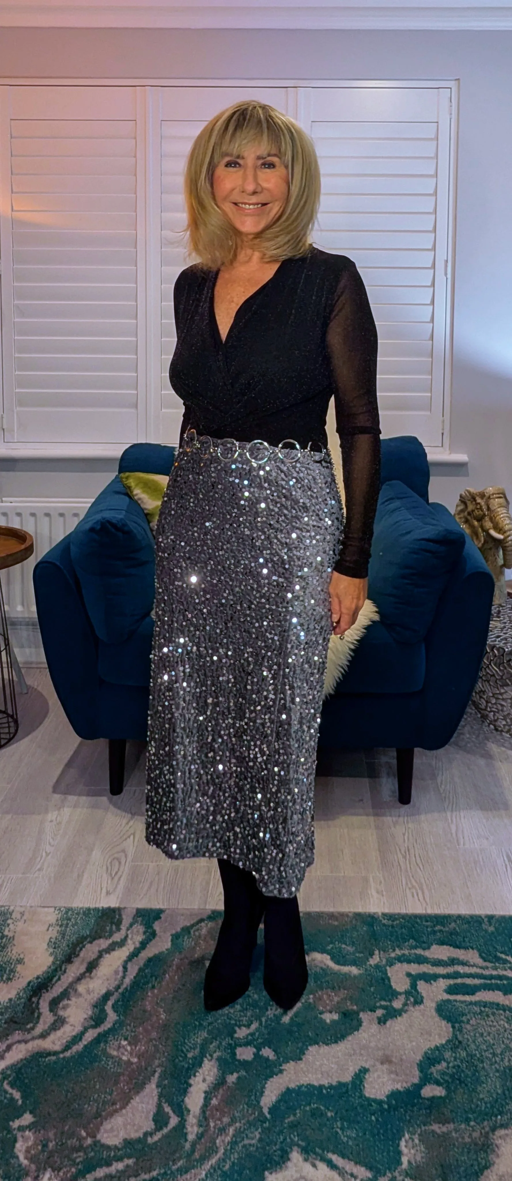 Stacy Silver Sequin Skirt
